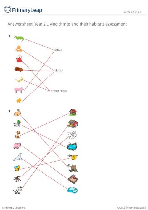 Science Y Living Things And Their Habitats Assessment Worksheet