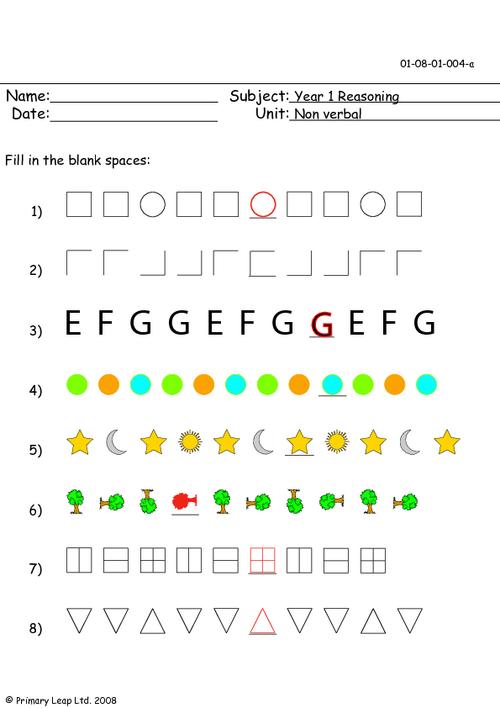 Reasoning: Patterns 1 | Worksheet | PrimaryLeap.co.uk