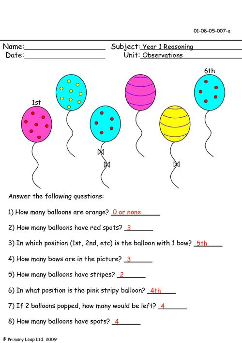 Reasoning: Picture observations 2 | Worksheet | PrimaryLeap.co.uk
