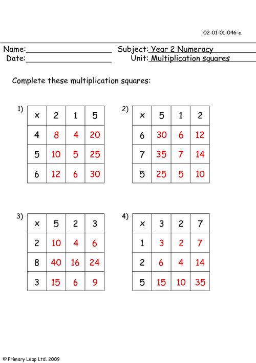 Multiplication Square Mixed