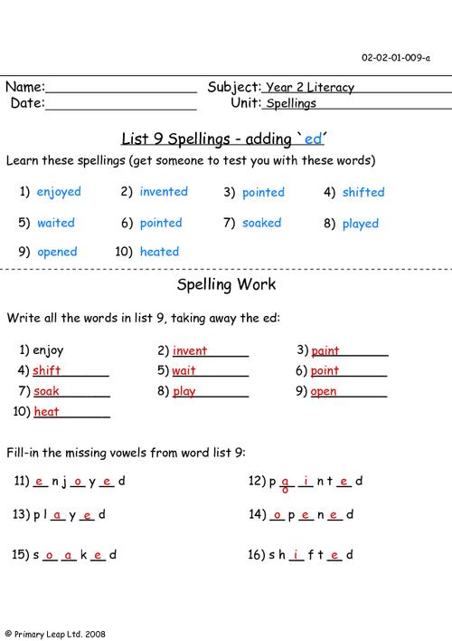 Spellings List 9