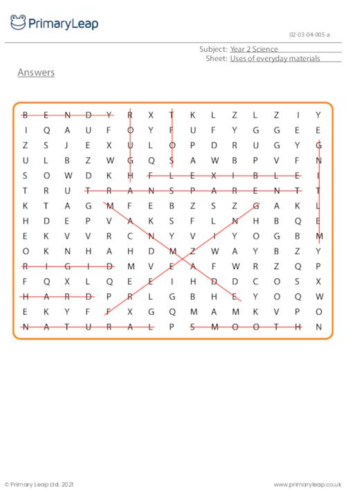 Materials word search