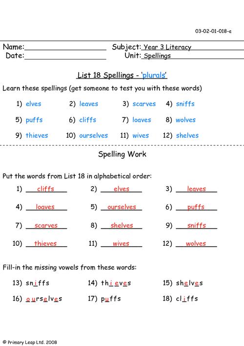 Spelling list 18