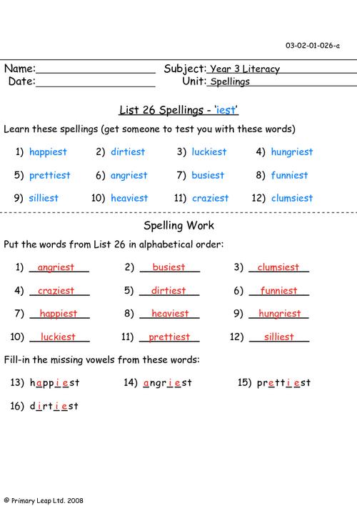 Spelling list 26