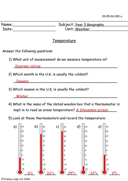 geography temperature worksheet primaryleapcouk