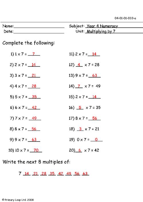 Multiplying by 7