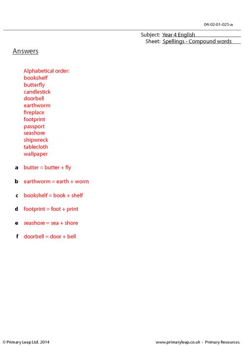 Spelling List - Compound words (3)
