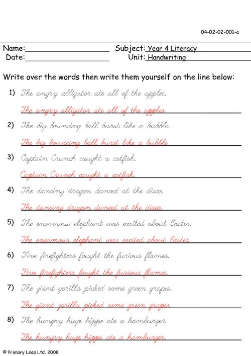 Handwriting skills 1