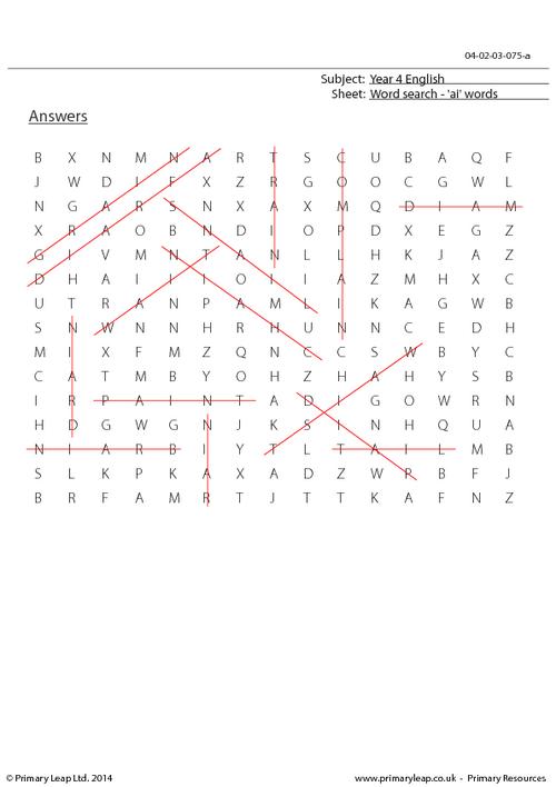 Word Search - Long Vowel 'ai' words