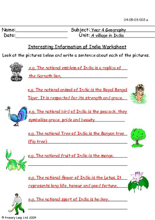 geography interesting information of india worksheet primaryleapcouk