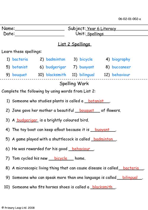 Spelling list 2