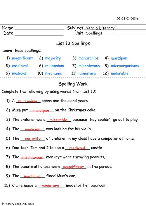 Spelling list 13