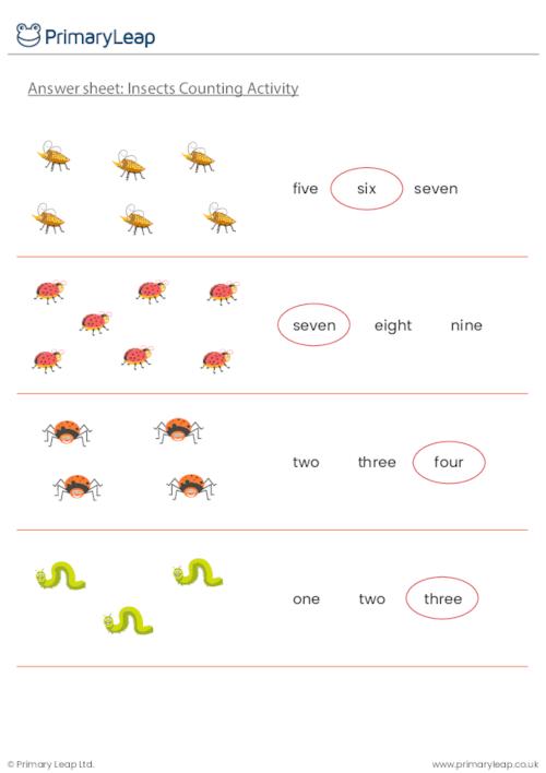 Insects Counting Worksheet