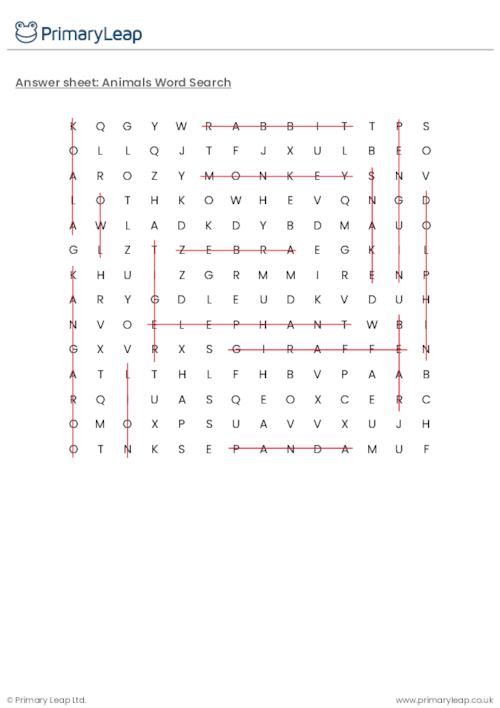 Animals Word Search Puzzle