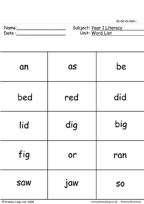 Word list 1
