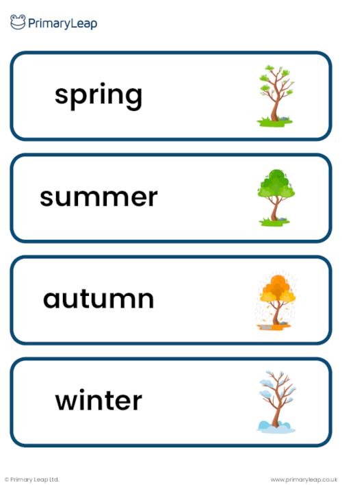 Seasonal changes vocabulary cards