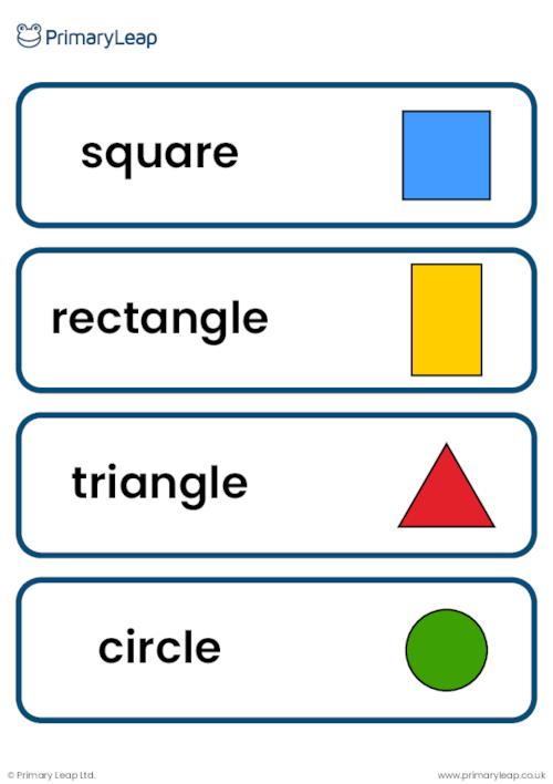 2D shapes vocabulary cards