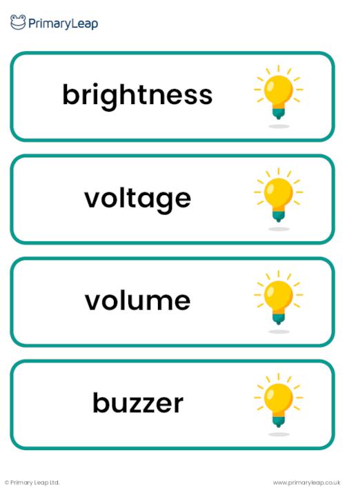 Y6 Electricity vocabulary cards