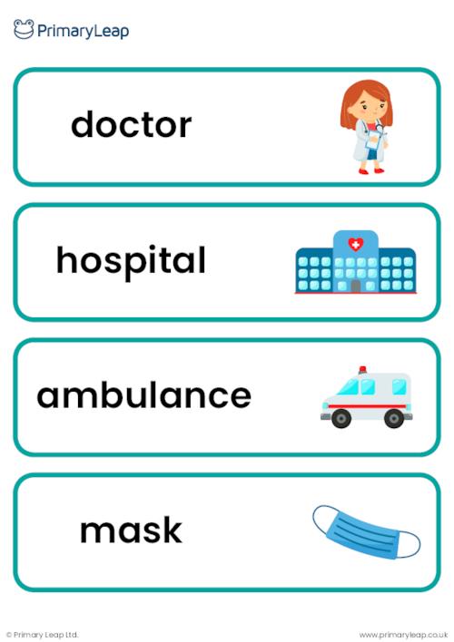 Hospital vocabulary cards