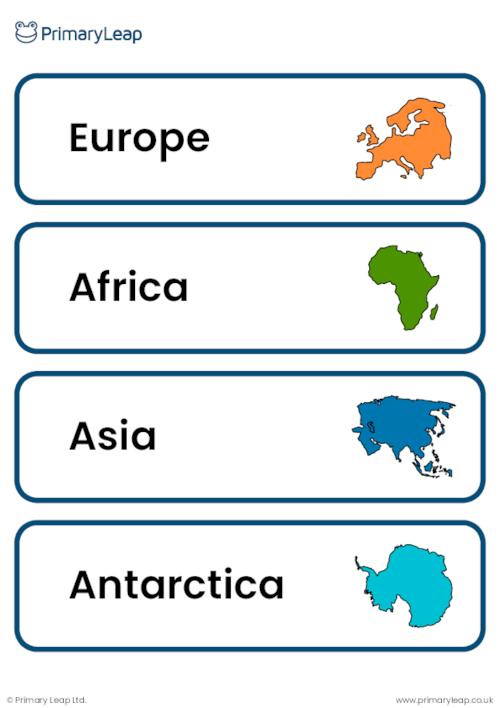 The Seven Continents Vocabulary Cards