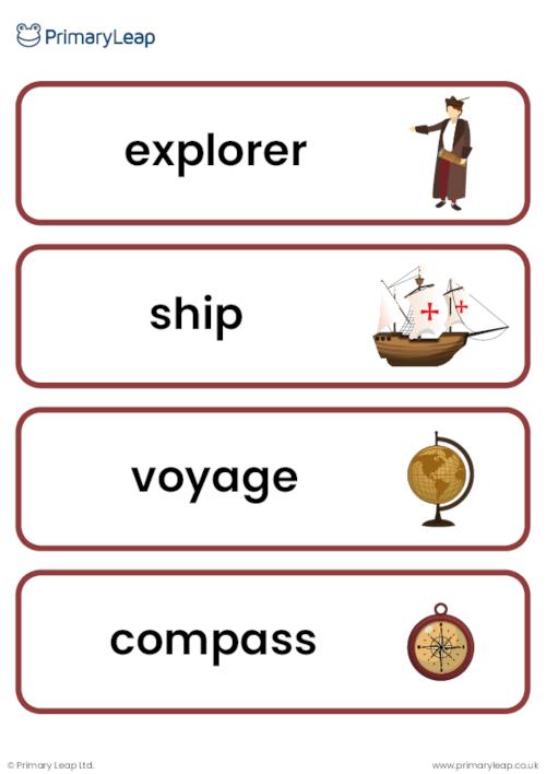 Christopher Columbus Vocabulary Cards