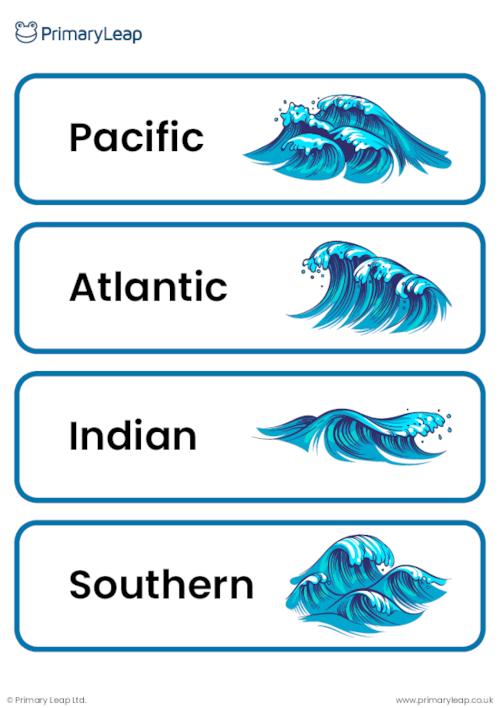 The Five Oceans Vocabulary Cards