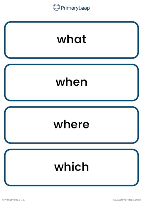 ESL Learning Cards - Question Words