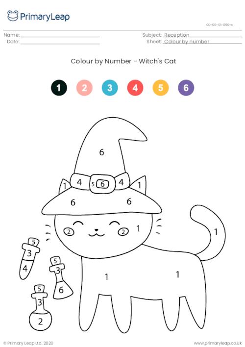 Colour By Number - Witch's Cat