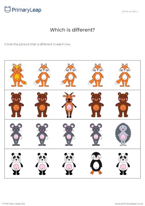 Which picture is different? Animal-themed activity