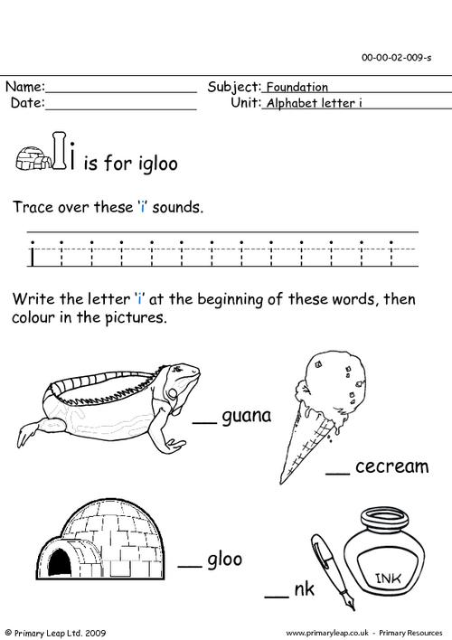 Foundation Alphabet tracing Letter Ii  Worksheet  PrimaryLeap.co.uk