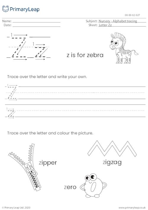 Alphabet tracing - Letter Zz