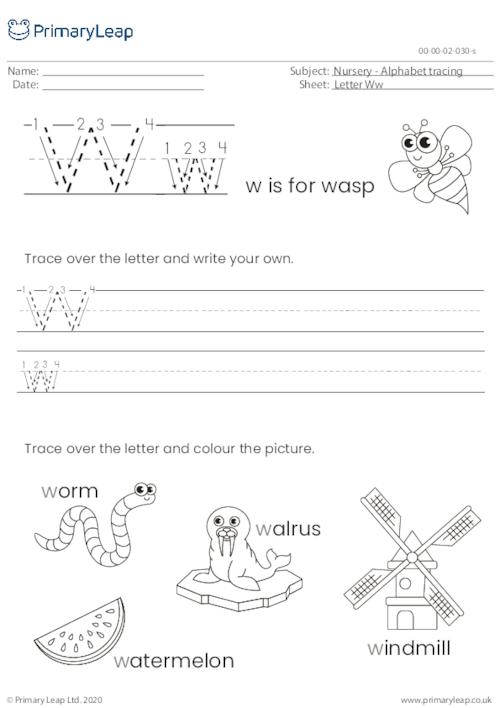 Alphabet tracing - Letter Ww