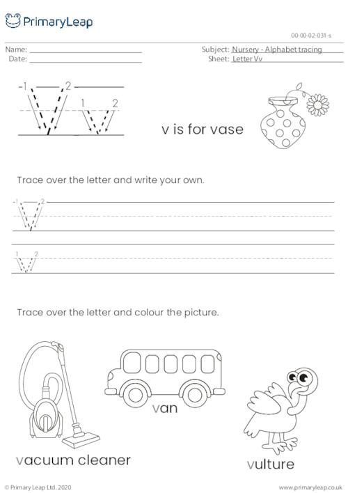 Alphabet tracing - Letter Vv