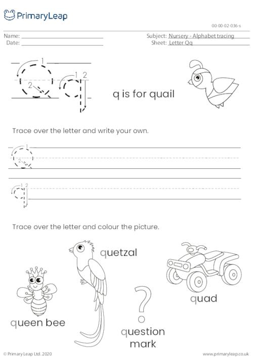 Alphabet tracing - Letter Qq
