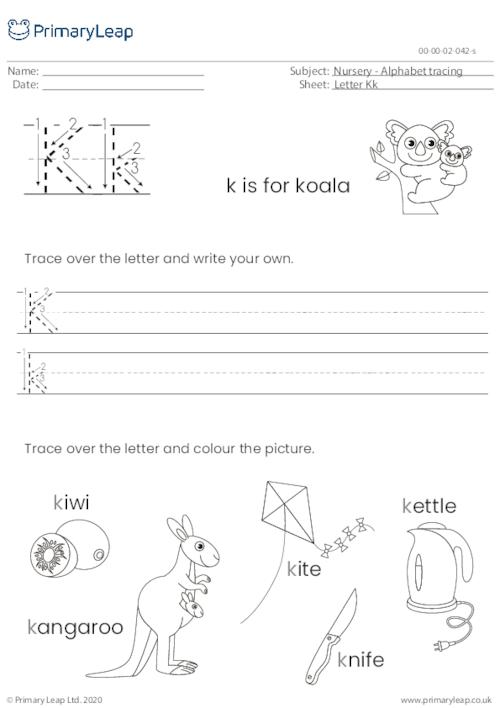 Alphabet tracing - Letter Kk