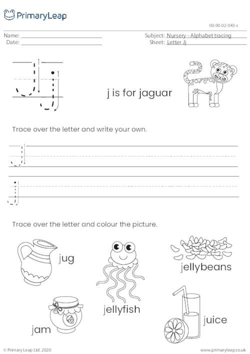 Alphabet tracing - Letter Jj