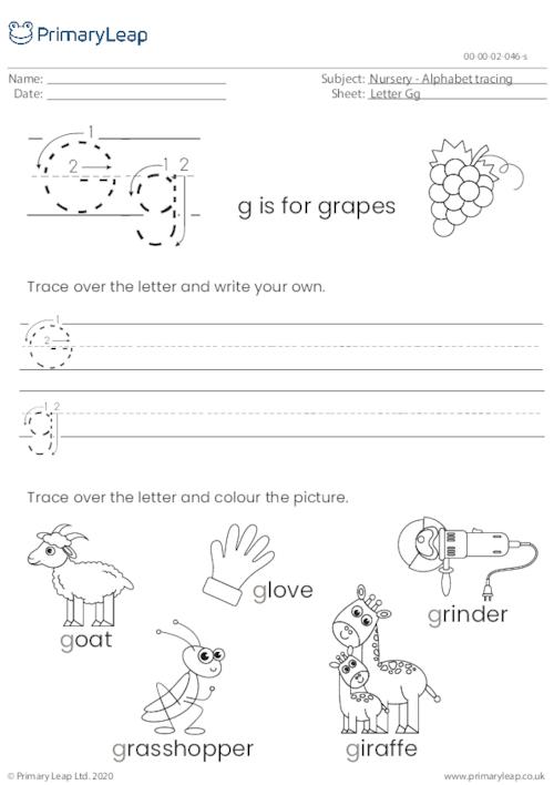 Alphabet tracing - Letter Gg