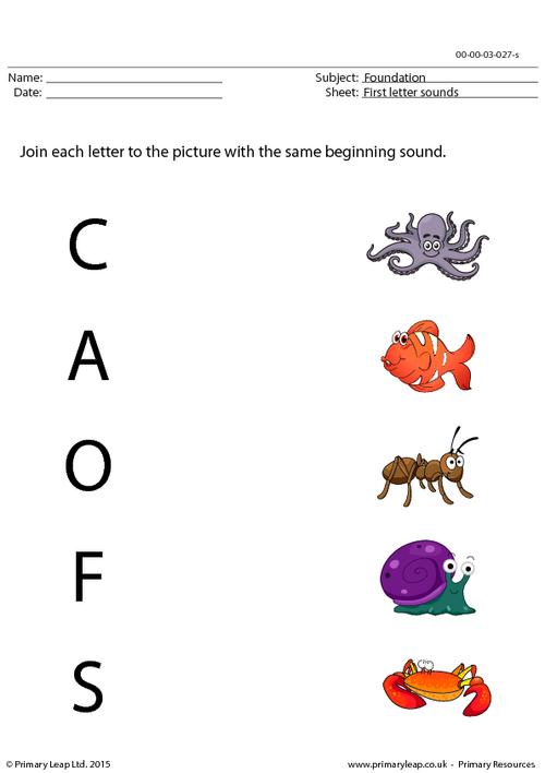 First letter sounds - Matching