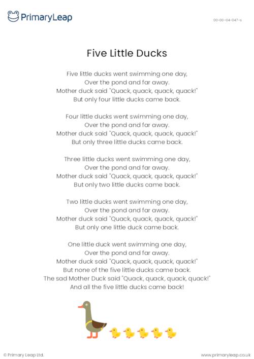 Five Little Ducks Activity Booklet