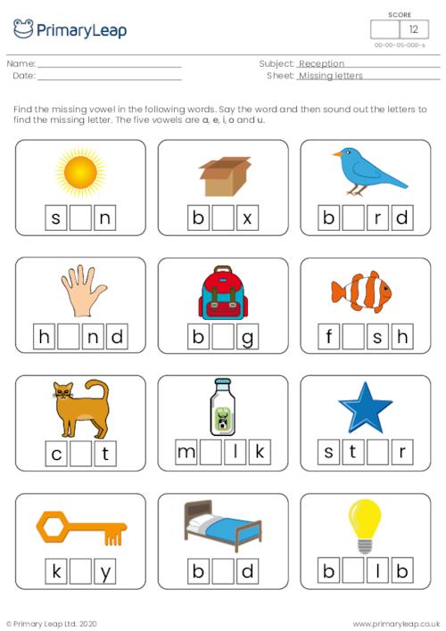 foundation missing letters a e i o u worksheet primaryleap co uk