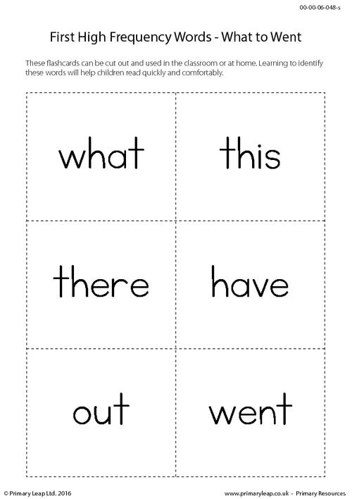 High Frequency Words - What to Went