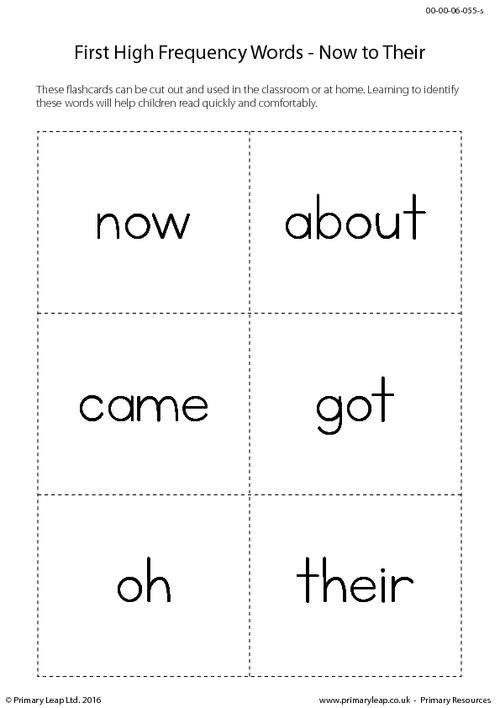 High Frequency Words - Now to Their