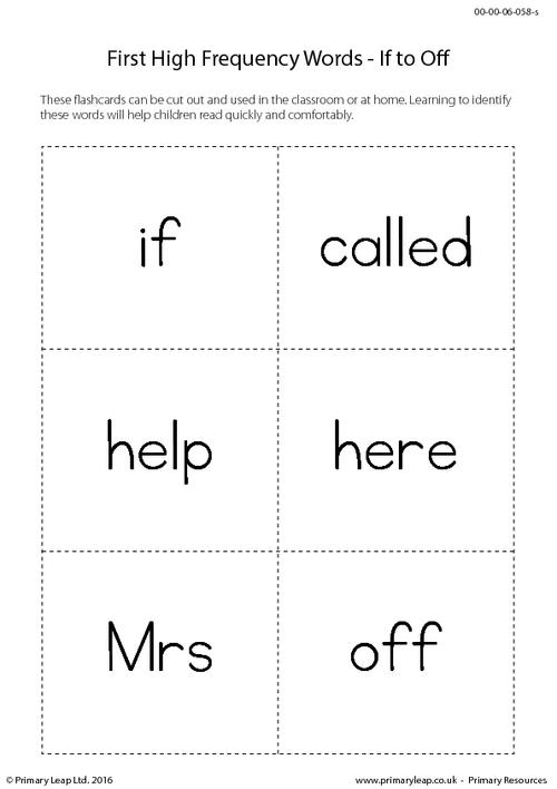 High Frequency Words - If to Off