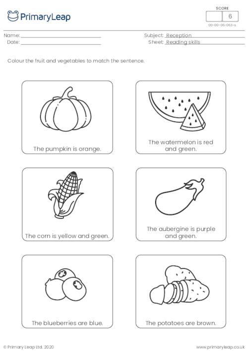 Read and colour - Fruit and vegetables