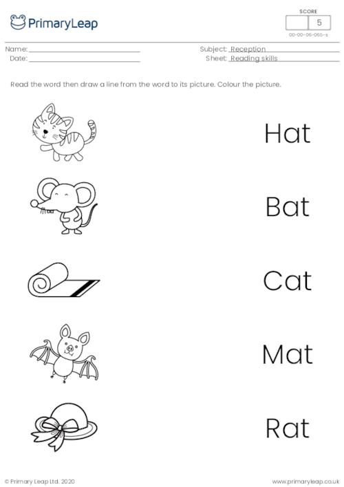 Word and picture matching - 'at' words
