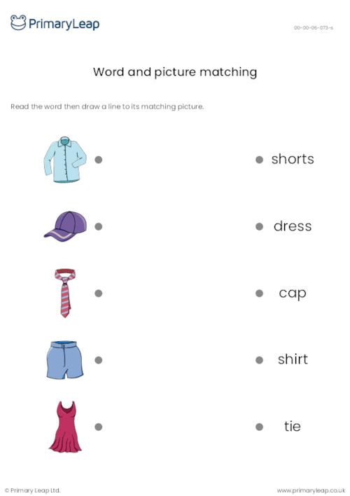 Word and picture matching - Clothes-themed activity