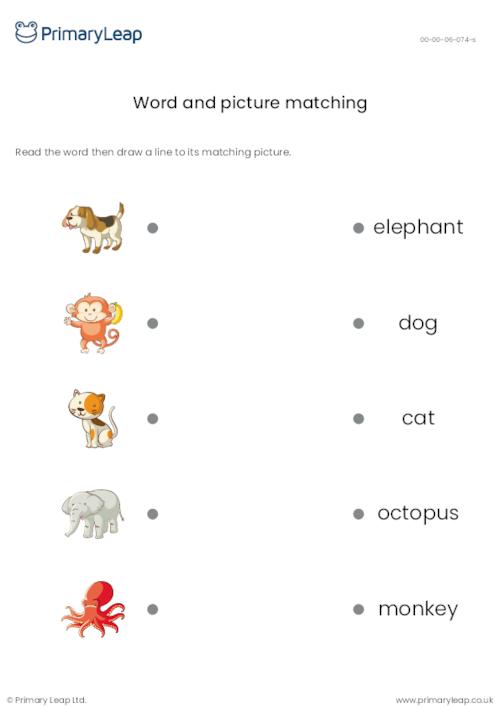 Word and picture matching - Animal-themed activity