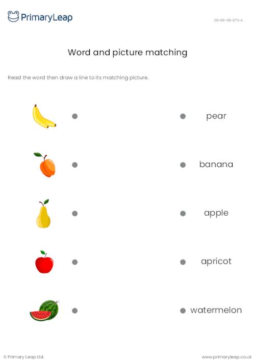 Word and picture matching - Fruit-themed activity