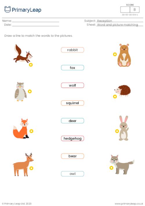 Word and picture matching - Forest animals