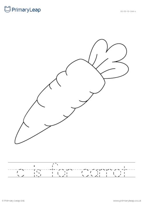 Colour the picture and trace the letters - Carrot